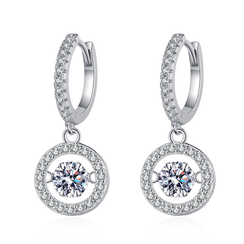 [KELA]DANCING MOISSANITE HALO DROP HOOP EARRINGS