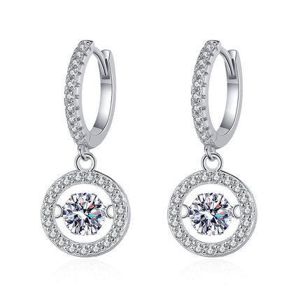 [KELA]DANCING MOISSANITE HALO DROP HOOP EARRINGS