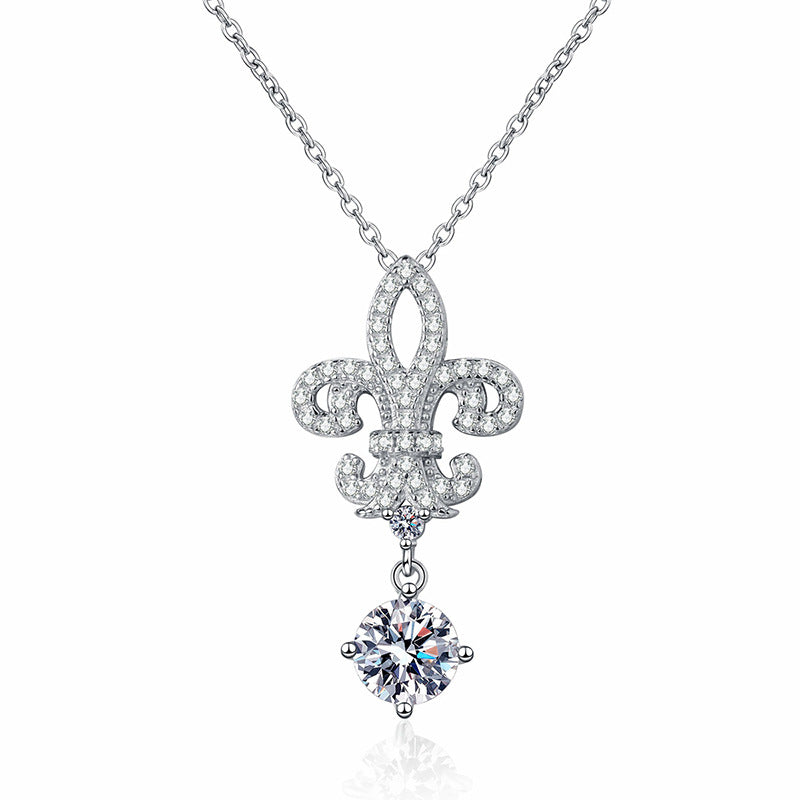 [KELA]ROYAL FLEUR-DE-LIS MOISSANITE PENDANT NECKLACE
