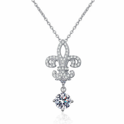 [KELA]ROYAL FLEUR-DE-LIS MOISSANITE PENDANT NECKLACE
