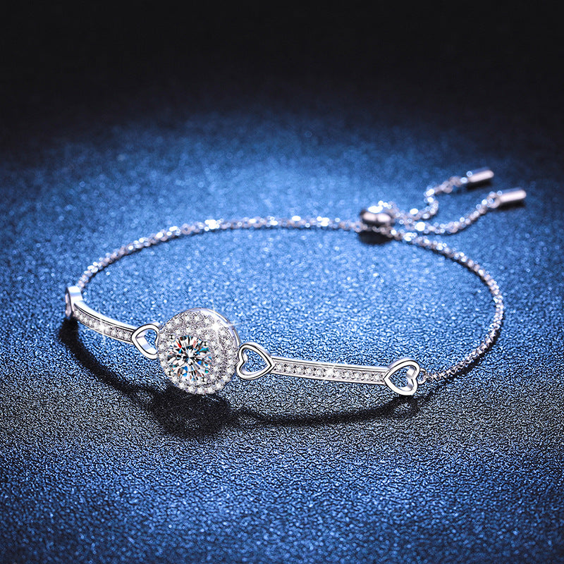 [KELA]INTERLOCKING HEART & CIRCLE MOISSANITE BRACELET