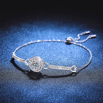 [KELA]INTERLOCKING HEART & CIRCLE MOISSANITE BRACELET