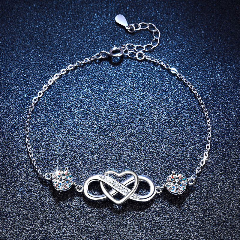 [KELA]DOUBLE-STONE "LOVE LINK" MOISSANITE BRACELET