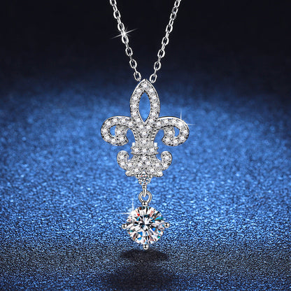 [KELA]ROYAL FLEUR-DE-LIS MOISSANITE PENDANT NECKLACE