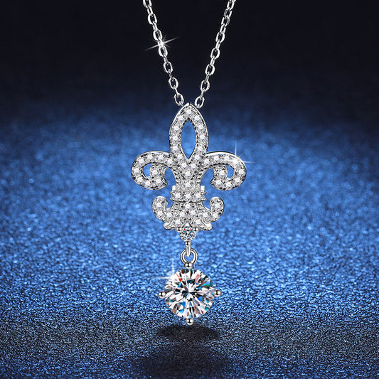 [KELA]ROYAL FLEUR-DE-LIS MOISSANITE PENDANT NECKLACE