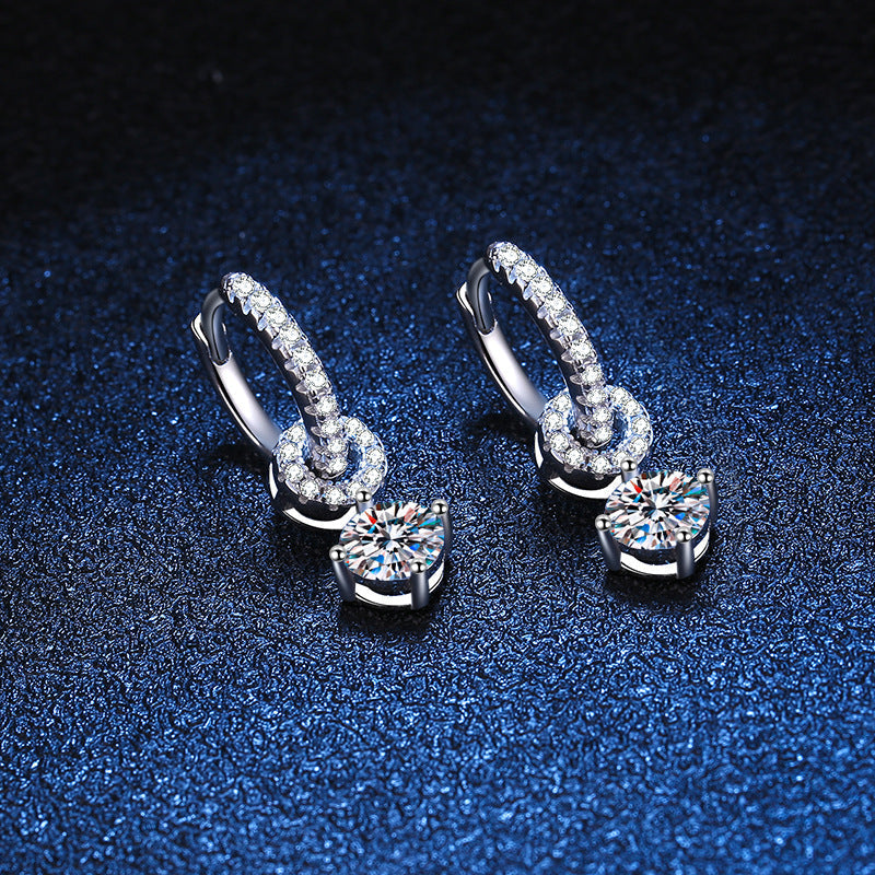 [KELA]INTERLOCKING DOUBLE RING MOISSANITE DROP EARRINGS
