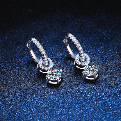 [KELA]INTERLOCKING DOUBLE RING MOISSANITE DROP EARRINGS
