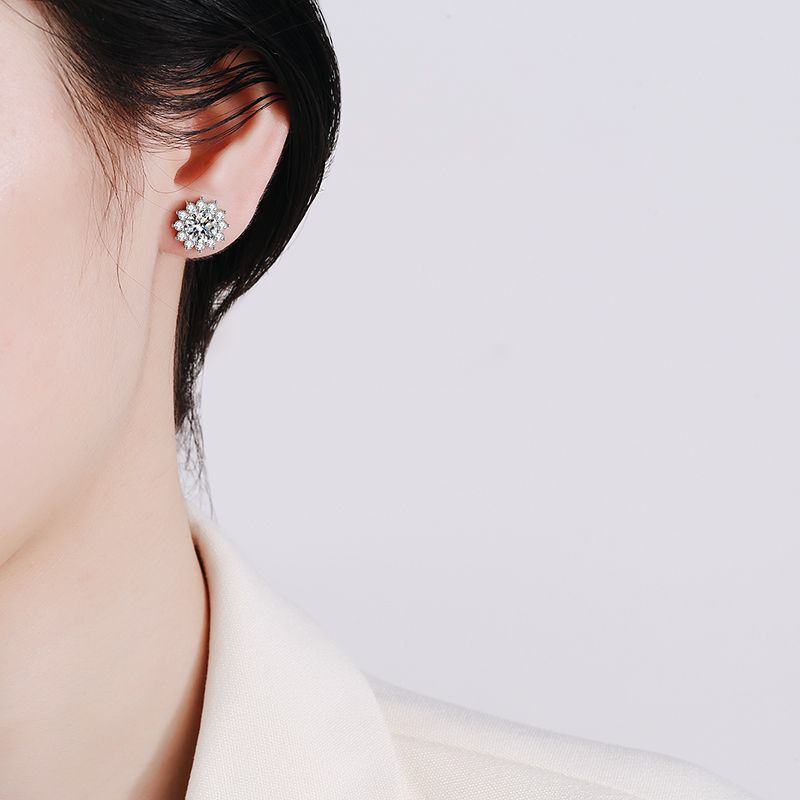 [KELA]BLOOMING SUNFLOWER MOISSANITE STUD EARRINGS