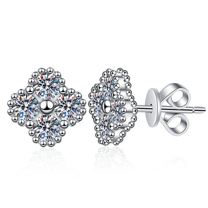 [KELA]ELEGANT FOUR-LEAF CLOVER MOISSANITE STUD EARRINGS