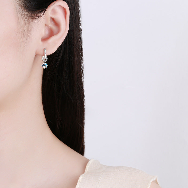 [KELA]INTERLOCKING DOUBLE RING MOISSANITE DROP EARRINGS
