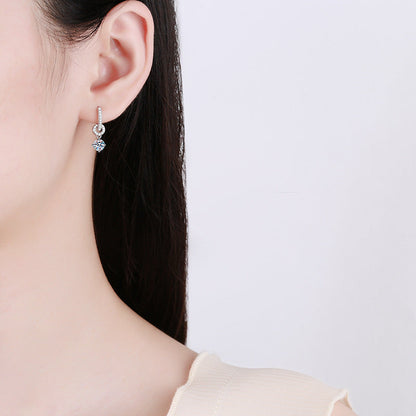 [KELA]INTERLOCKING DOUBLE RING MOISSANITE DROP EARRINGS