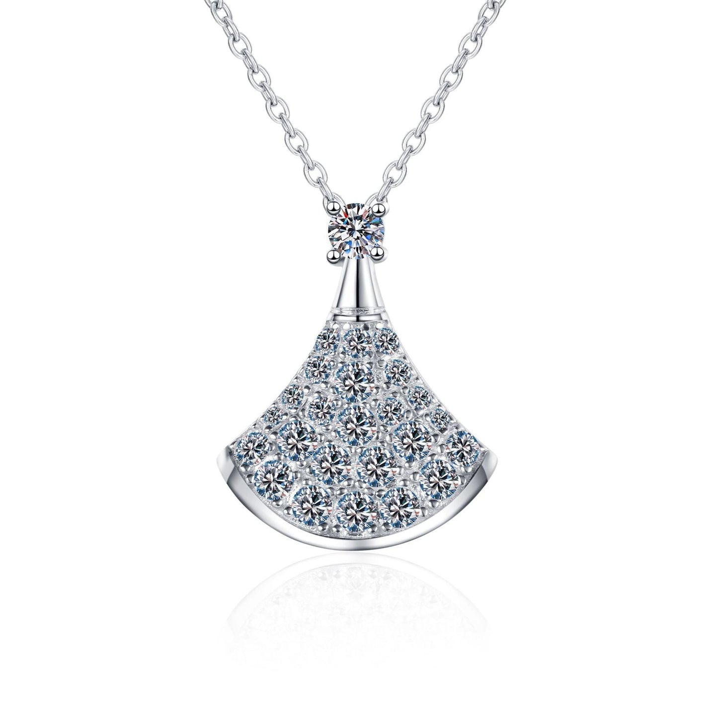 [KELA]ELEGANT FAN-SHAPED MOISSANITE PENDANT NECKLACE
