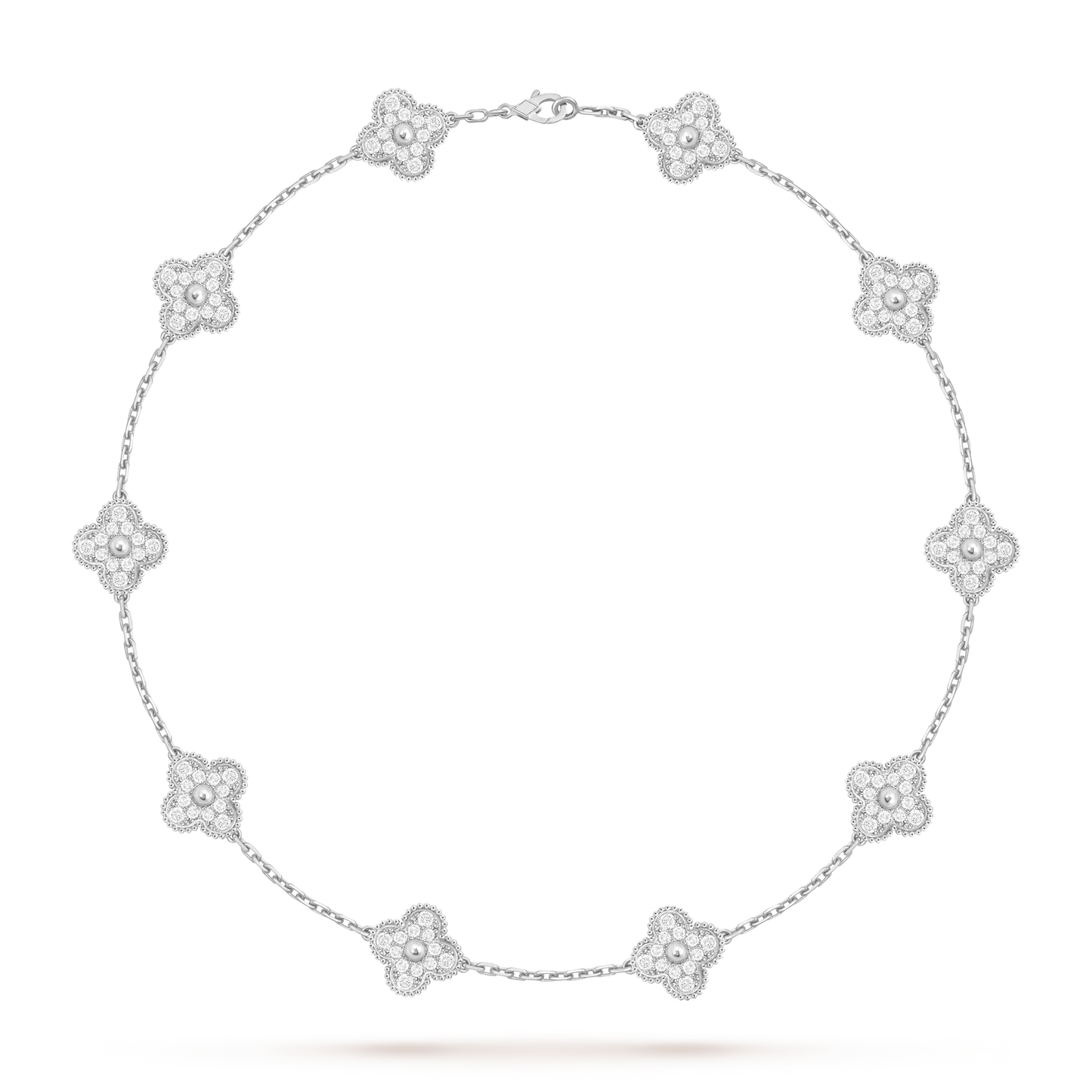 [KELA]CLASSIC LUCKY 10-MOTIF CLOVER NECKLACE WHITE GOLD COLLECTION