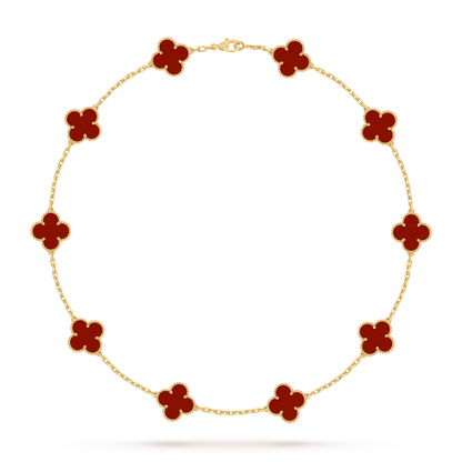 [KELA]CLASSIC LUCKY 10-MOTIF CLOVER NECKLACE GOLD COLLECTION