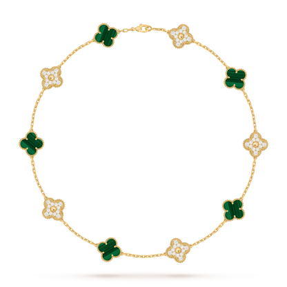 [KELA]CLASSIC LUCKY 10-MOTIF CLOVER NECKLACE GOLD COLLECTION