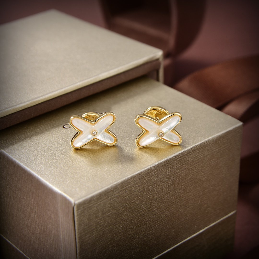 [KELA]JEUX DE WHITE MOP GOLD DIAMOND EARRINGS