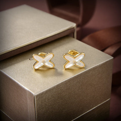 [KELA]JEUX DE WHITE MOP GOLD DIAMOND EARRINGS