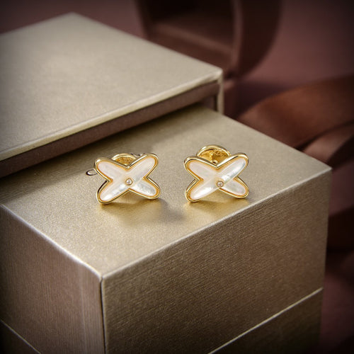 [KELA]JEUX DE WHITE MOP GOLD DIAMOND EARRINGS