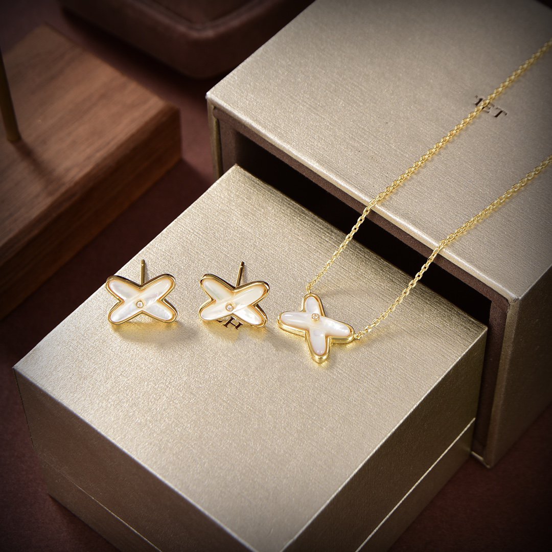 [KELA]JEUX DE WHITE MOP GOLD DIAMOND EARRINGS