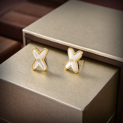 [KELA]JEUX DE WHITE MOP GOLD DIAMOND EARRINGS