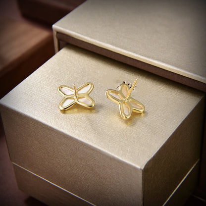 [KELA]JEUX DE WHITE MOP GOLD DIAMOND EARRINGS