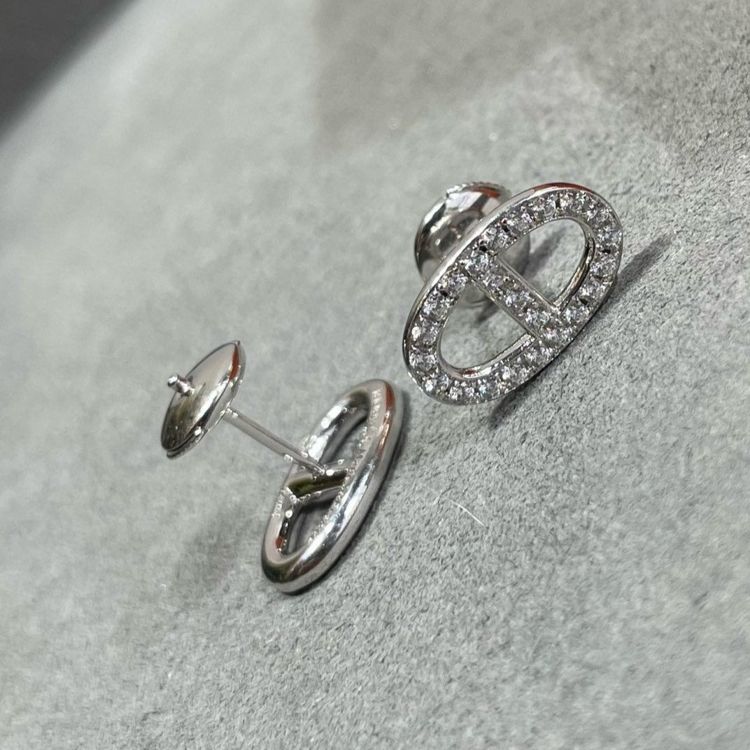 [KELA]HM FULL DIAMOND PIG NOSE STUD EARRINGS