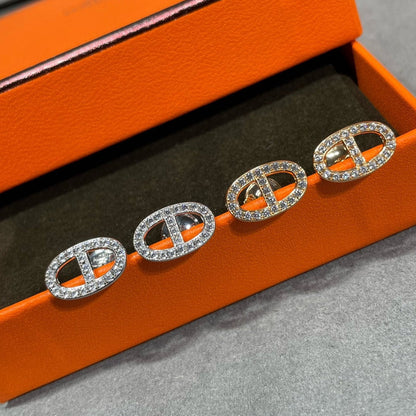 [KELA]HM FULL DIAMOND PIG NOSE STUD EARRINGS
