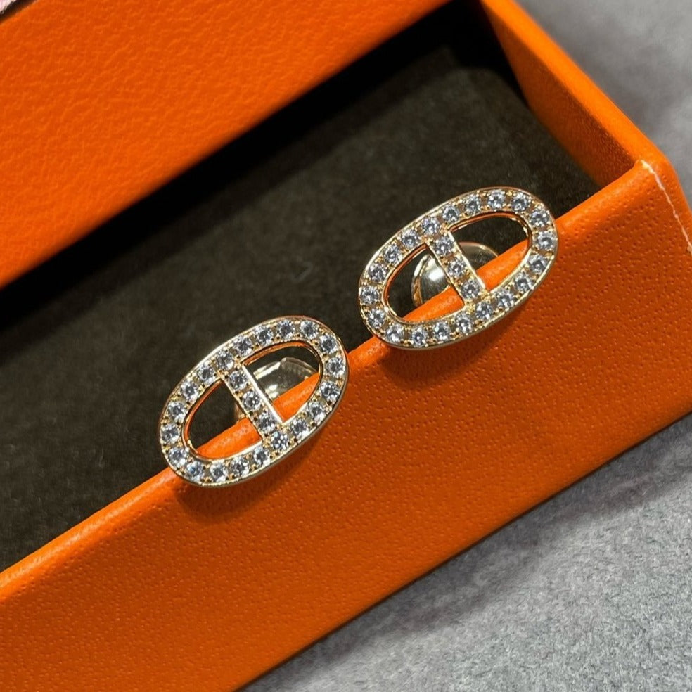 [KELA]HM FULL DIAMOND PIG NOSE STUD EARRINGS