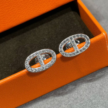 [KELA]HM FULL DIAMOND PIG NOSE STUD EARRINGS