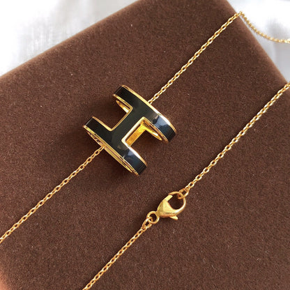 [KELA]HM CLIC BLACK ENAMEL GOLD NECKLACE