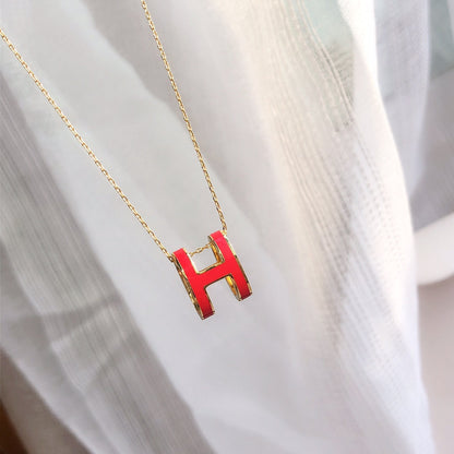 [KELA]HM CLIC RED ENAMEL GOLD NECKLACE
