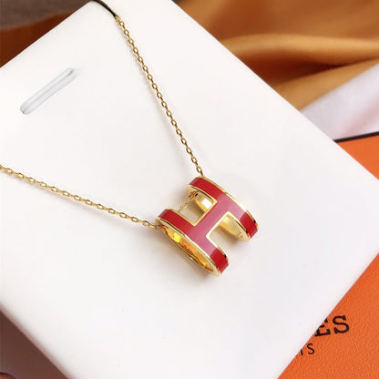 [KELA]HM CLIC RED ENAMEL GOLD NECKLACE