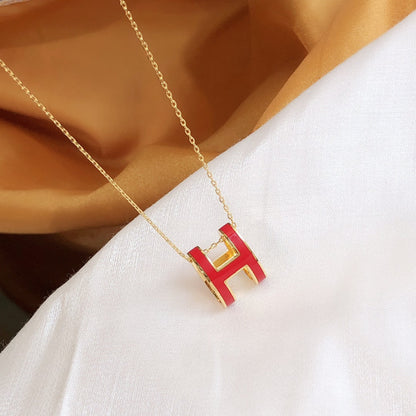 [KELA]HM CLIC RED ENAMEL GOLD NECKLACE