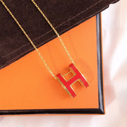 [KELA]HM CLIC RED ENAMEL GOLD NECKLACE