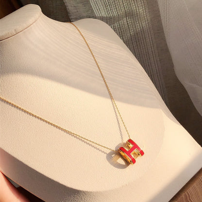 [KELA]HM CLIC RED ENAMEL GOLD NECKLACE
