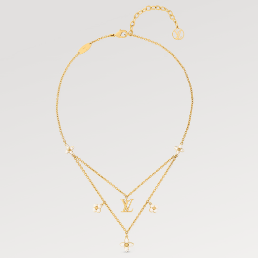 [KELA]FLOWERGRAM GOLD MOP DOUBLE ROW NECKLACE