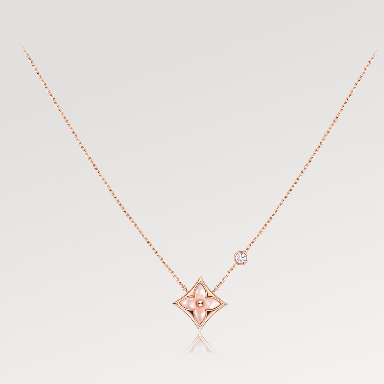 [KELA]STAR PINK MOP 1 DIAMOND ROSE GOLD NECKLACE