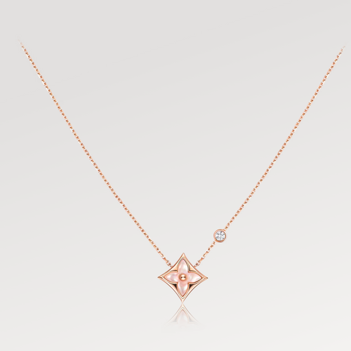 [KELA]STAR PINK MOP 1 DIAMOND ROSE GOLD NECKLACE