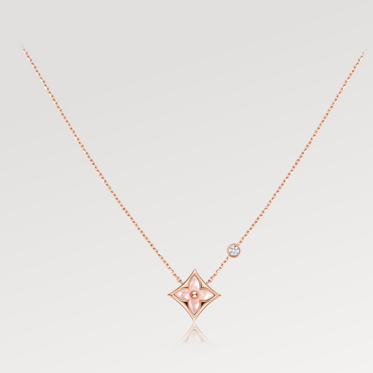 [KELA]STAR PINK MOP 1 DIAMOND ROSE GOLD NECKLACE