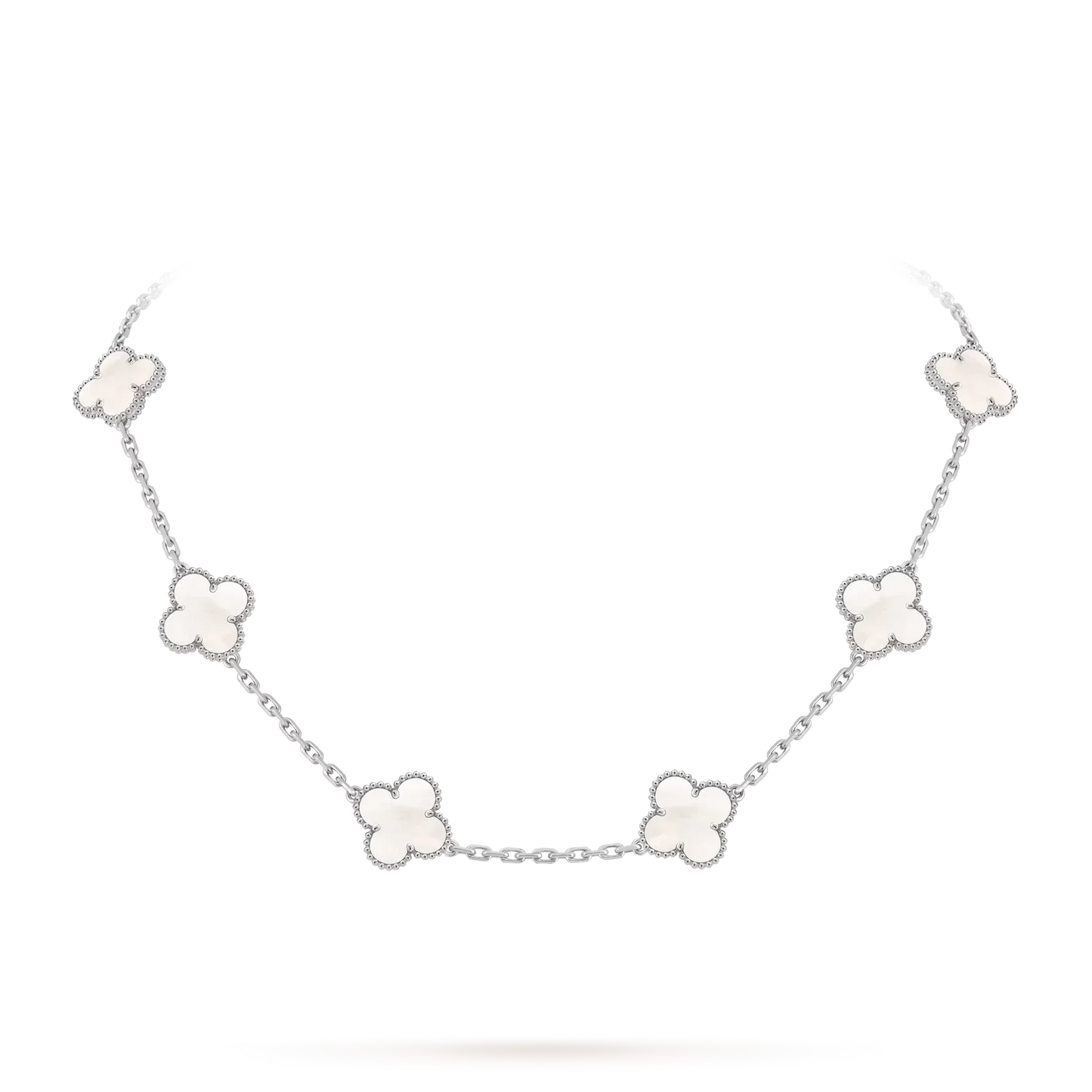 [KELA]CLASSIC LUCKY 10-MOTIF CLOVER NECKLACE WHITE GOLD COLLECTION