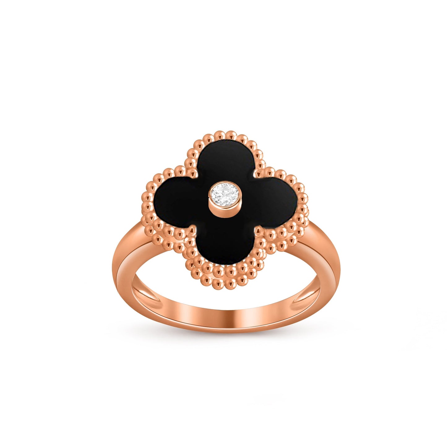 [KELA]LUCKY CLOVER DIAMOND-ACCENT ROSE GOLD RING COLLECTION