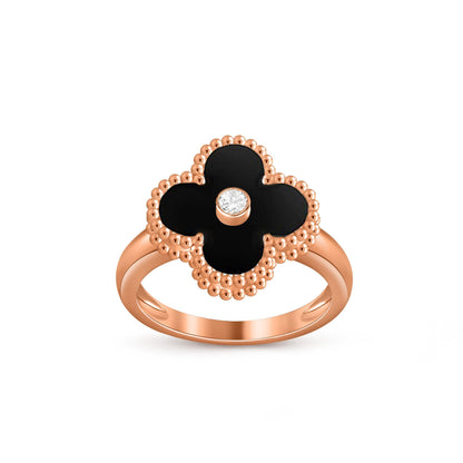 [KELA]LUCKY CLOVER DIAMOND-ACCENT ROSE GOLD RING COLLECTION