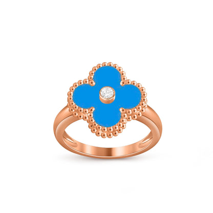 [KELA]LUCKY CLOVER DIAMOND-ACCENT ROSE GOLD RING COLLECTION