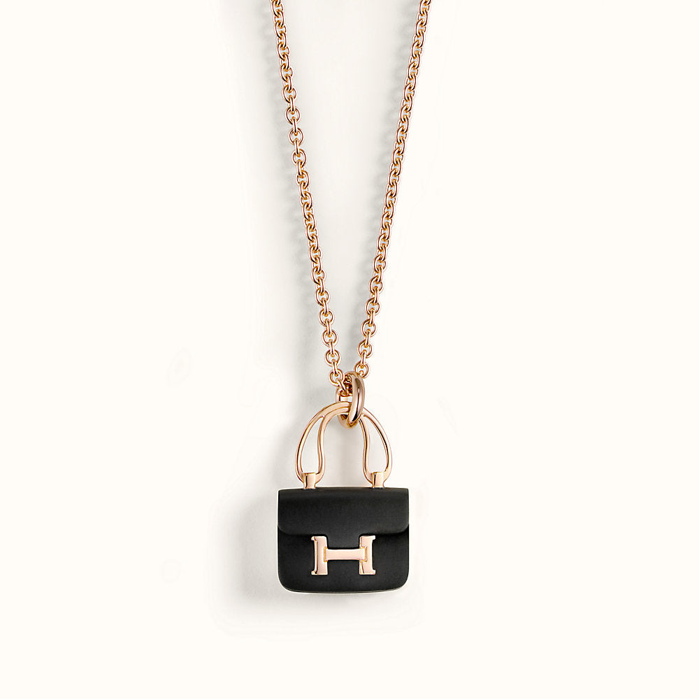 [KELA]CONSTANCE BLACK PEDANT ROSE GOLD NECKLACE