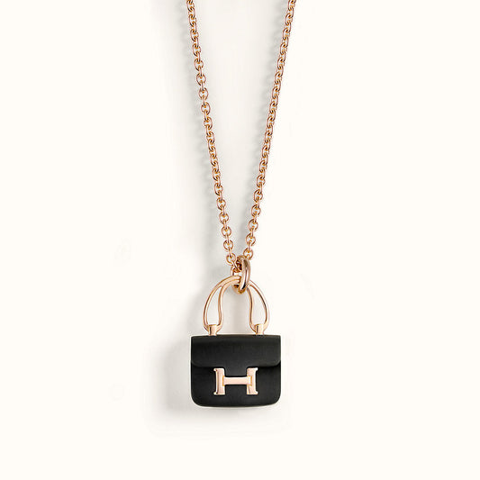 [KELA]CONSTANCE BLACK PEDANT ROSE GOLD NECKLACE