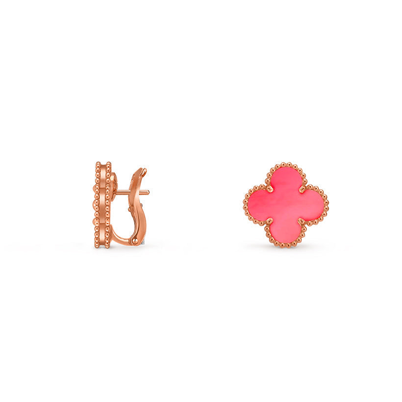 [KELA]15MM CLOVER FLOWER STUD EARRINGS ROSE GOLD COLLECTION