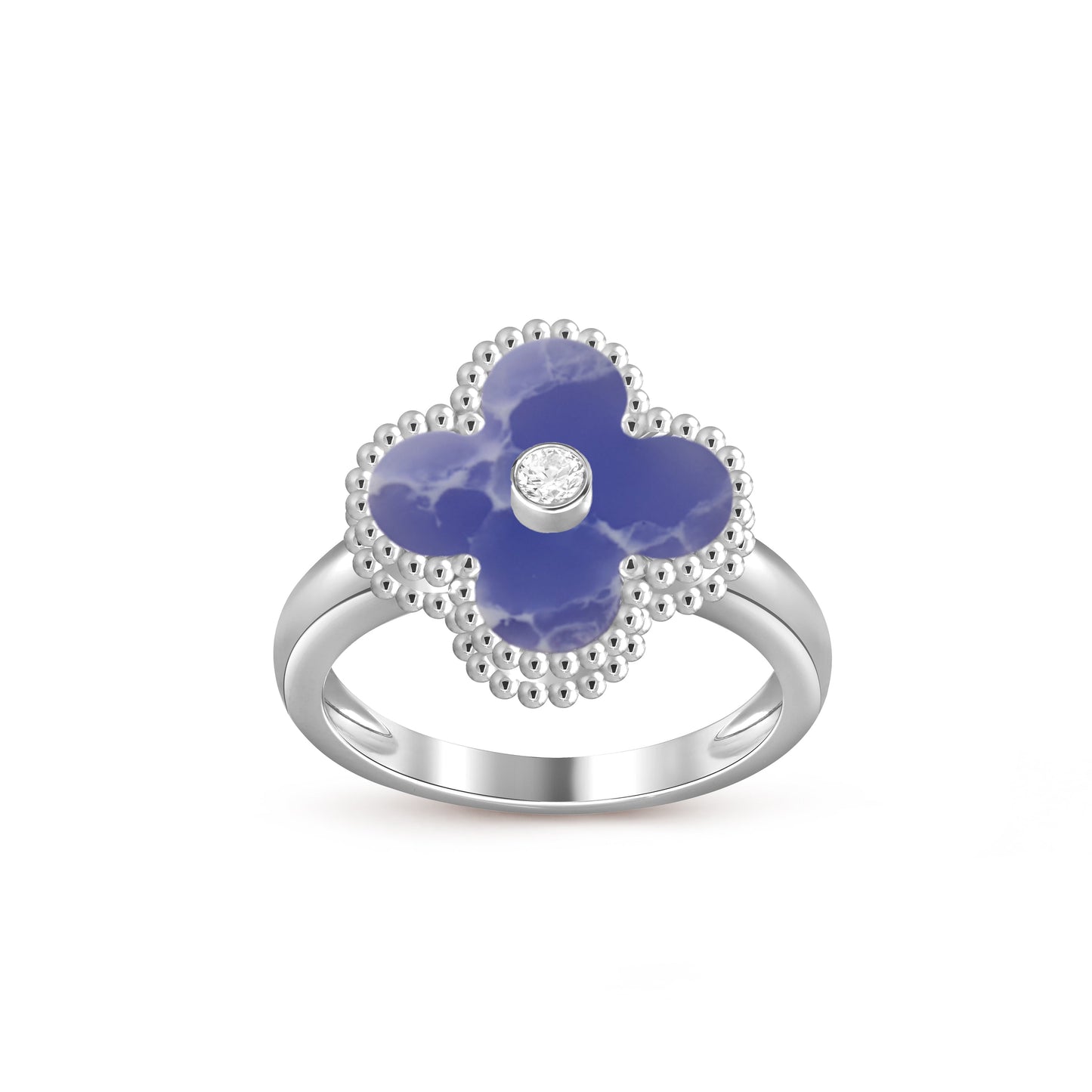 [KELA]LUCKY CLOVER DIAMOND-ACCENT WHITE GOLD RING COLLECTION