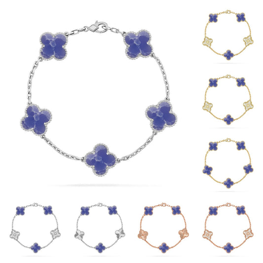 [KELA]LUCKY CLOVER 5-MOTIF BRACELET - BLUE LARIMAR COLLECTION