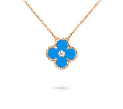 [KELA]15MM CLOVER FLOWER DIAMOND PENDANT NECKLACE COLLECTION