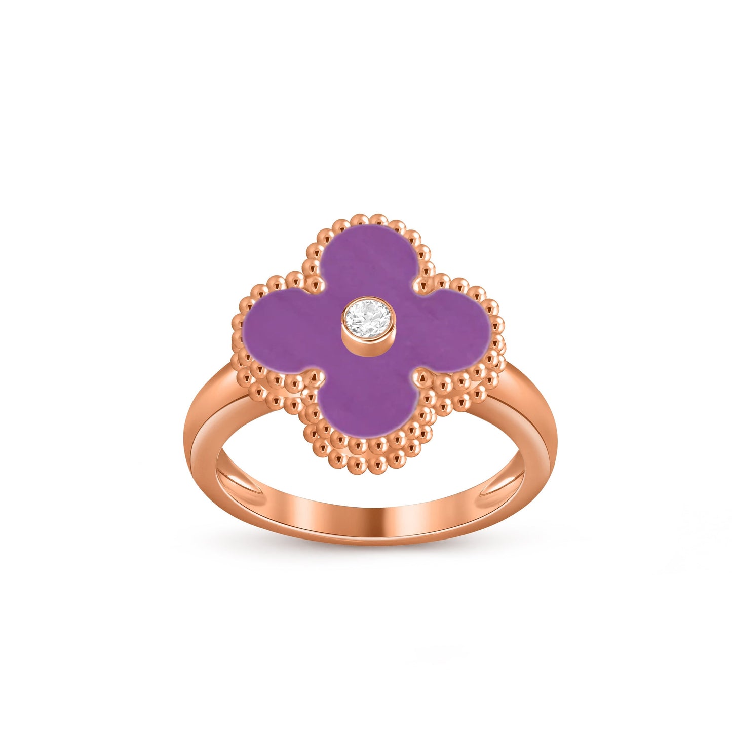 [KELA]LUCKY CLOVER DIAMOND-ACCENT ROSE GOLD RING COLLECTION